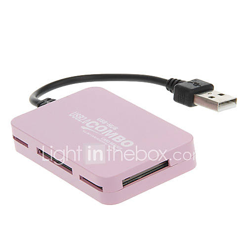 All in 1 USB 2.0 Memory Card Reader (White/Pink)