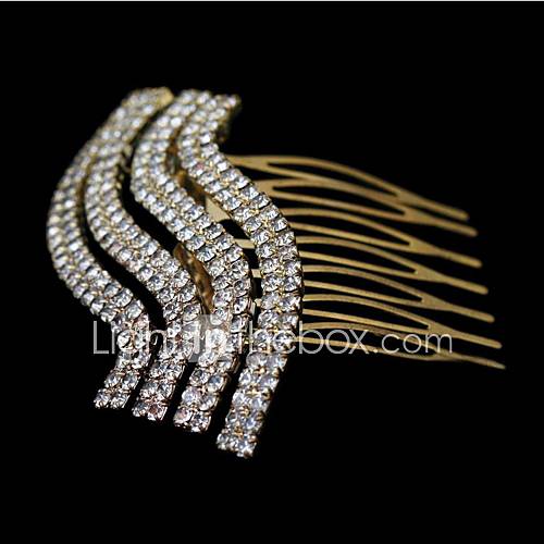 Alloy Womens Wave Shape Wedding/Party Hair Combs With Rhinestone