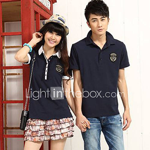 Aiyifang Casual Short Sleeve Lovers T Shirt(Dark Blue)