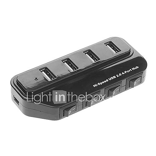 4 Ports USB 2.0 High Speed HUB with Switch (Assorted Colors)