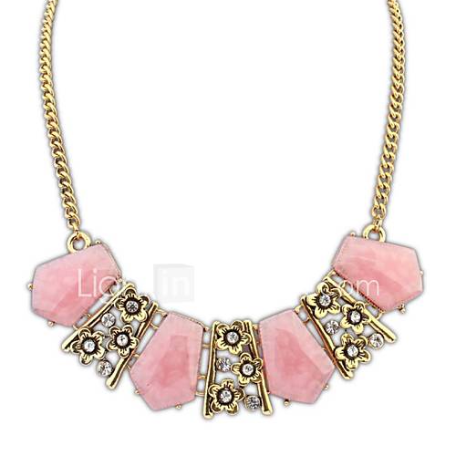 European Style Fashion Resin and Plated Alloy Florals Chain Statement Necklace (More Colors) (1 pc)