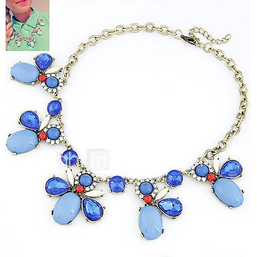 Womens Bohemia Style Gemmy Resin Crystal Necklace