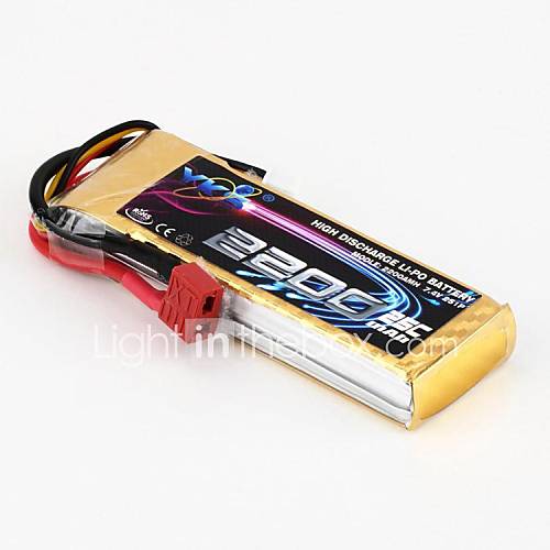 YKS 7.4V 2200mah 2S 25C Li Po Battery(T Plug)