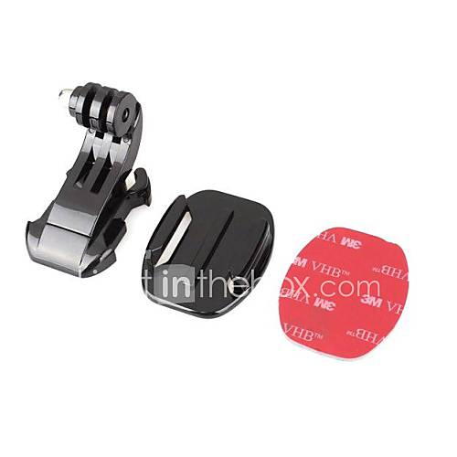 Black Vertical Surface J Hook Buckle Mount with 3M StickerFlat Mount for GoPro Hero 3/3/2