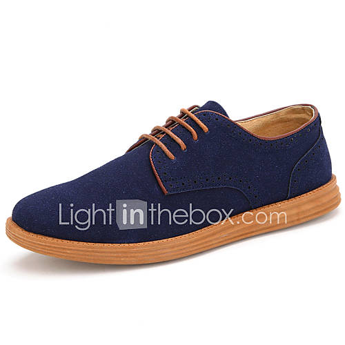 Leather Mens Low Heel Comfort Oxfords Shoes With Lace up(More Colors)