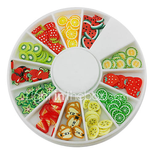 12 Color Fruit Design Polymer Nail Art Decoration