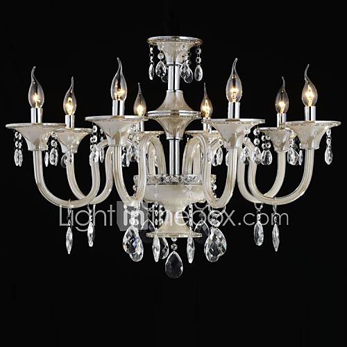 8 Light The style of palace Glass Chandelier With Candle Bulb