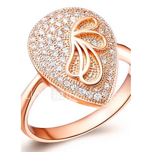 Stylish Sliver Or Gold With Cubic Zirconia Tear Womens Ring(1 Pc)