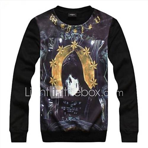 Mens 3D Series Streets Skeleton Printing Fashion Fleece