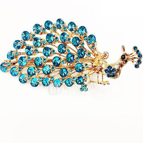 Fashion Diamond Blue Peacock Shining for Women Hair Accessories Jewelry