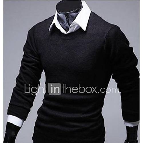 Mens Round Neck Pure Color Cardigan