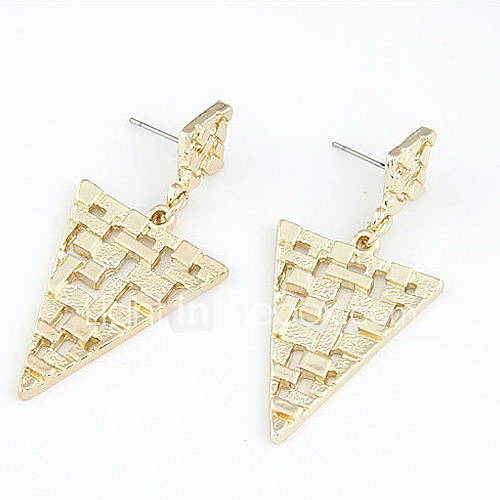 Womens Euramerican Metal Punk Triangle Hollow Labyrinth Shape Earrings Stud