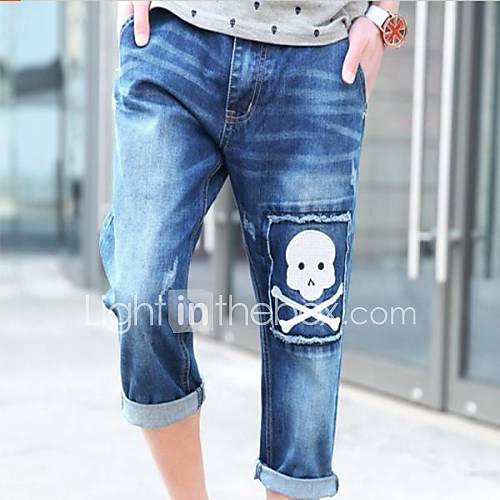 Mens Cool Casual Cropped Denim Pants Short Jeans(Without Belt)