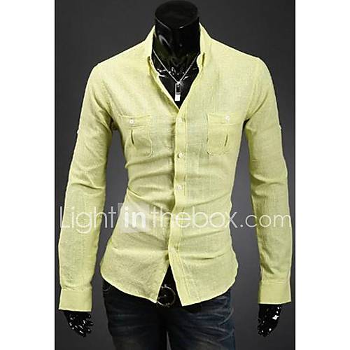 Mens Double Pocket Solid Color Shirts