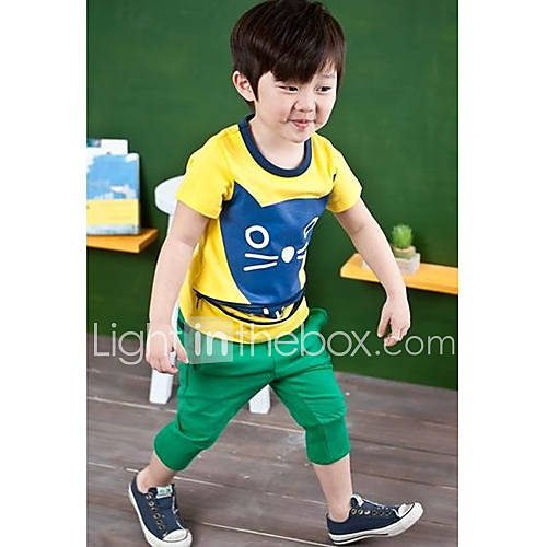 Boys Round Collor Cartoon Clothing Sets