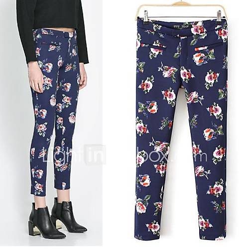 Womens Skinny Stretchy Flowers Legging Pants