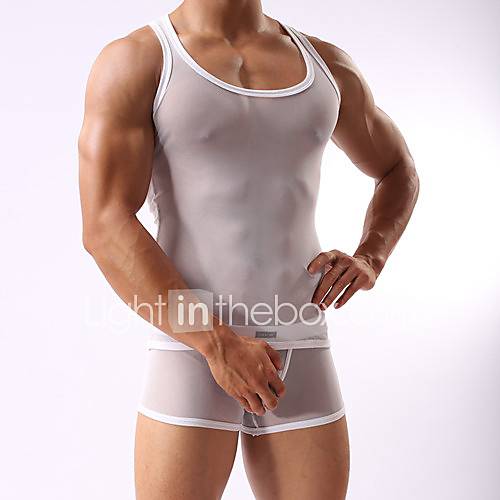 Mens Sheer White Tanks