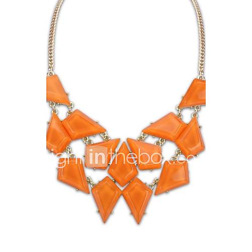 European Style (Irregular Geometry) Resin Two Layer Chain Statement Necklace (More Colors) (1pc)