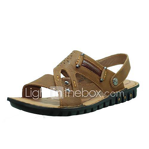 Leather Mens Flat Heel Sling Back Sandals Shoes