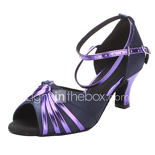 Womens Satin Leatherette Ankle Strap Sandals Latin Dance Shoes