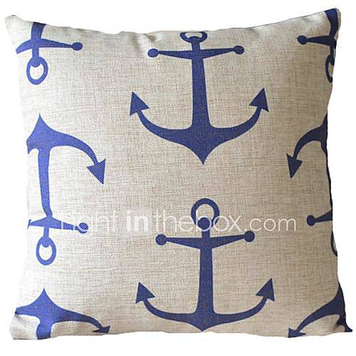 Blue Iron Anchor Stripe Decorative Pillow Cover