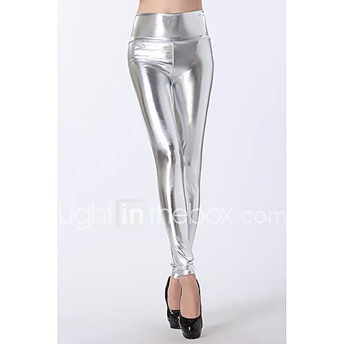 Womens Silver High Waist Leggings