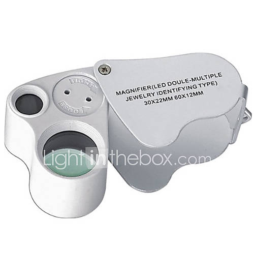 Double Multiple 60X 30X Jewelers Magnifier w/ 2 LED Flashlight (3 x LR1130)