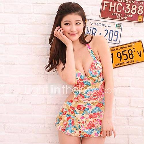 Womens Decorative Pattern Sexy Nylon and Spandex Hollow One Pieces Swimsuit