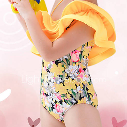 Girls Korean Floral Print Swimwear