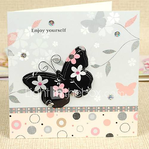 Alive Spring Square Side Fold Greeting Card with Butterfly and Rhinestone