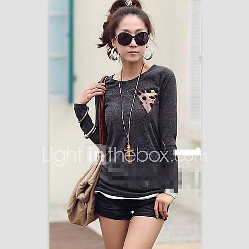 Womens Leopard Pocket Slim T shirt