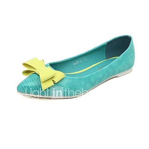 Faux Leather Womens Flat Heel Ballerina Flats with Bowknot Shoes (More Colors)