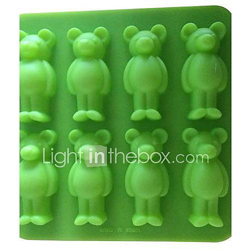 8 Cups Lovely Bear Shape Chocolate Moulds Icy Cube Tray, L 15cm x W 15cm x H 1.7cm, Random Color