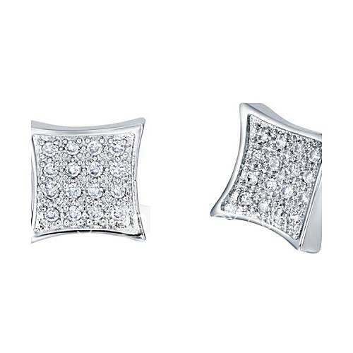 Special Gold Or Silver Plated With Cubic Zirconia Square Womens Earrings(More Colors)