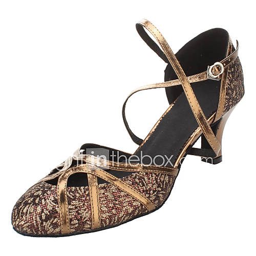 Womens Leatherette Sparkling Ankle Strap Latin Dance Shoes
