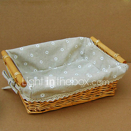 Light Britain Light Grey Cuboid Handmade Wicker Storage Basket