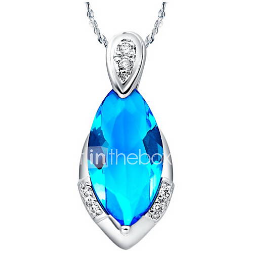 Elegant Water Drop Shape Womens Slivery Alloy Necklace With Gemstone(1 Pc)(Purple,Blue)