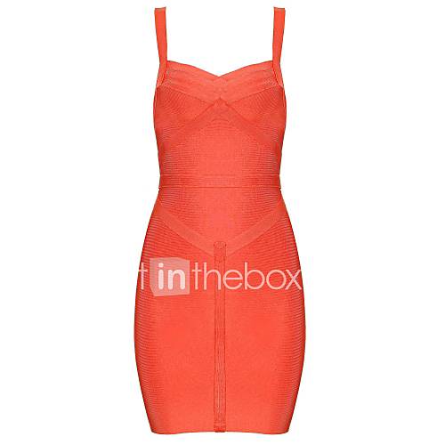 Orange Halter Open Back Slim Sleeveless Bodycon Bandage Dress