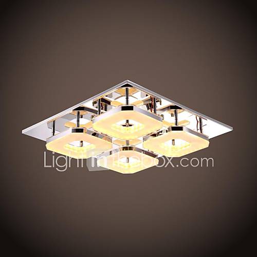 32W Led Acrylic Flush Mount, 4 light, Modern Acrylic Electroplating Stainless Steel