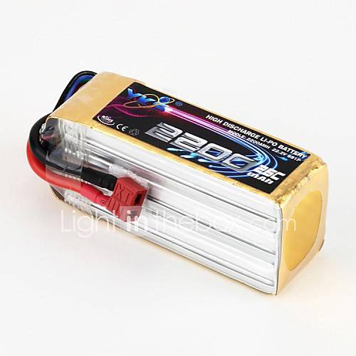 YKS 22.2V 2200mah 6S 25C Li Po Battery(T Plug)