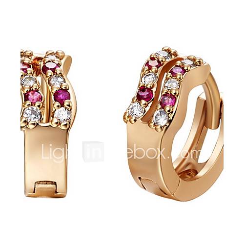 Classic Gold Or Silver Plated With Cubic Zirconia Womens Earrings(More Colors)