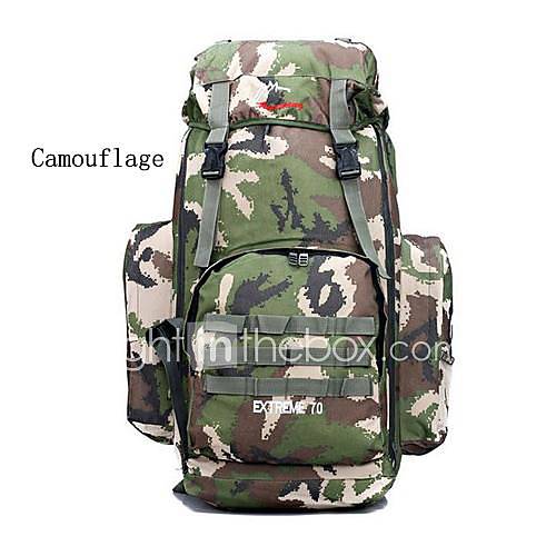 Outdoors Nylon Camouflage Pattern 70L Multifunction Waterproof Wearproof Camping Backpack