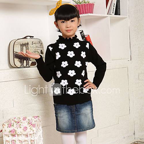 Girls Princess Lovely Flower Print Knit Sweaters