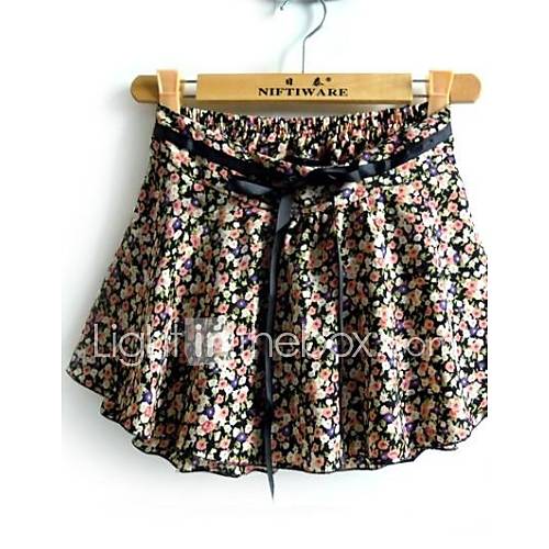 Womens Color Flower Chiffon Mini Skirt