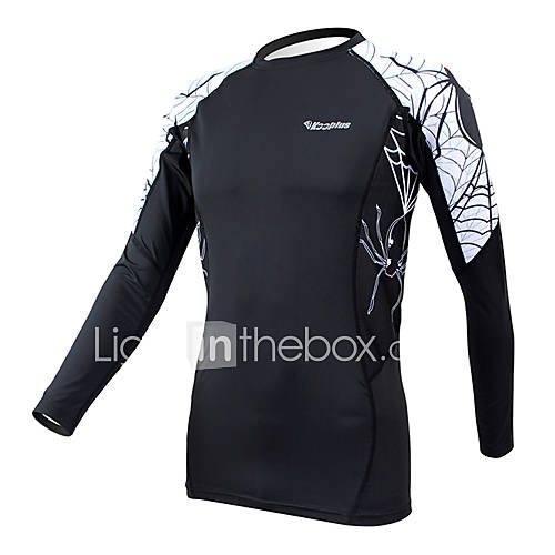 KOOPLUS Spider Mens Black Fitness Elastic Skinny Quick dry Long Sleeve Cycling Shirt