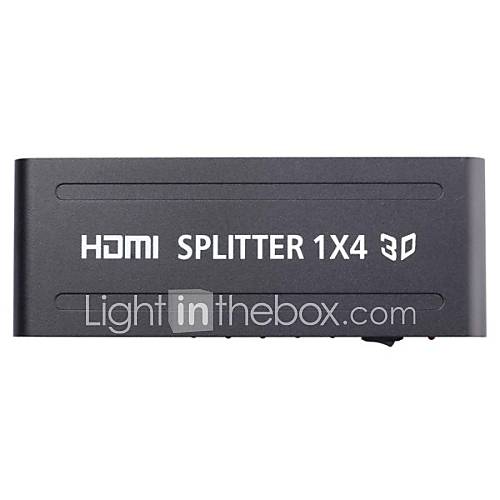 1 to 4 Full HD1080P w/ Deep Color HD Audio 3D HDMI Splitter   Black (1 In 4 Out)