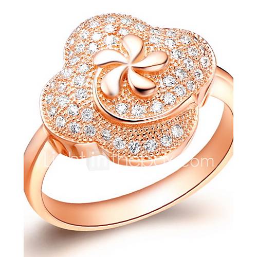 Elegant Sliver Or Gold With Cubic Zirconia Flower Womens Ring(1 Pc)