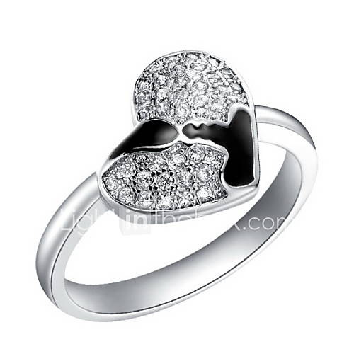 Sweet Sliver With Cubic Zirconia Heart Womens Ring(1 Pc)