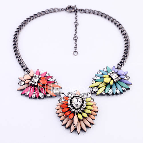 Womens European and American Candy Colors Fashionable Jewel Studded Fluorescence Necklace