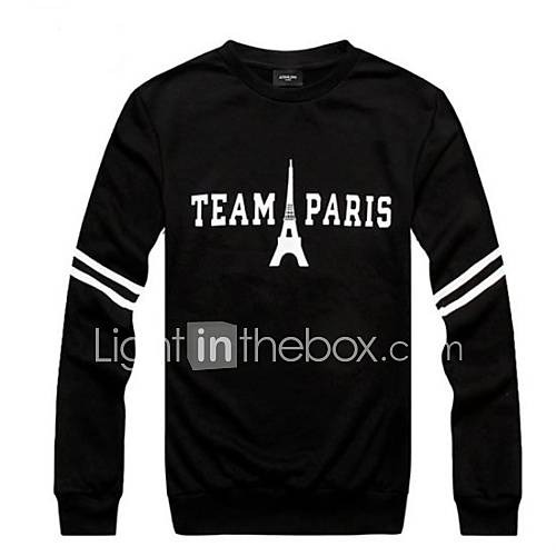 Mens The Eiffel Tower Letter Printing Fashion Fleece